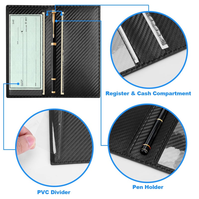 CASMONAL Premium Leather Checkbook Cover for Men and Women Checkbook Holder Wallet RFID Blocking - Image 3