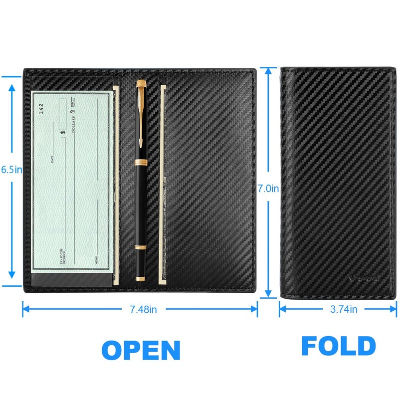 CASMONAL Premium Leather Checkbook Cover for Men and Women Checkbook Holder Wallet RFID Blocking - Image 4