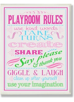 Stupell Industries Stupell Industries Home Decor Collection Pink and Gray Playroom Rules Typography Rectangle Wall Plaque  - Image 1