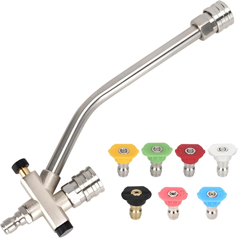 Dual Connector Pressure Washer Wand With Foam Cannon, 7 Spray Nozzles, 1/4 In Quick Connect For Car And Floor Cleaning - Image 1
