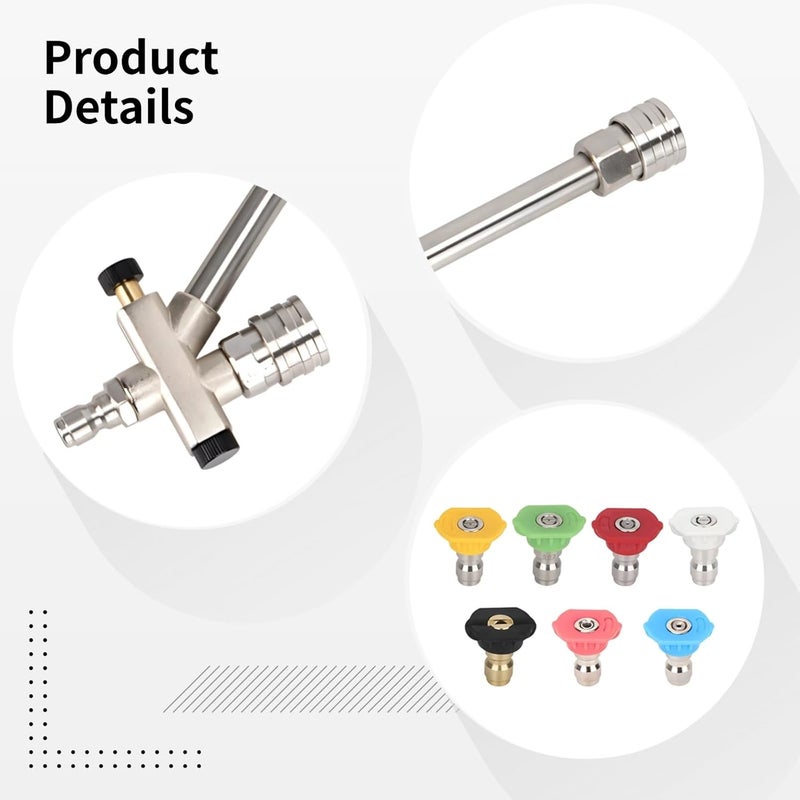 Dual Connector Pressure Washer Wand With Foam Cannon, 7 Spray Nozzles, 1/4 In Quick Connect For Car And Floor Cleaning - Image 2