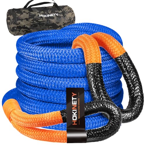 HOKINETY Kinetic Recovery Tow Rope: 1.26" x 30ft 55000LBS Snatch Strap Heavy Duty Offroad Towing Straps Kit for Trucks SUV UTV ATV Tractor Car Jeep - Blue - Image 1