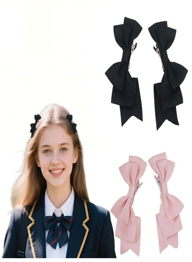 KGCGJVB 4Pcs Lolita Hair Accessories Cute Cutecore Bow Hairclips Clips Y2K Pink Black Claw Clip Hair Barrettes Headdress Things for Women Birthday Wedding Prom Cosplay Decoration - Image 1