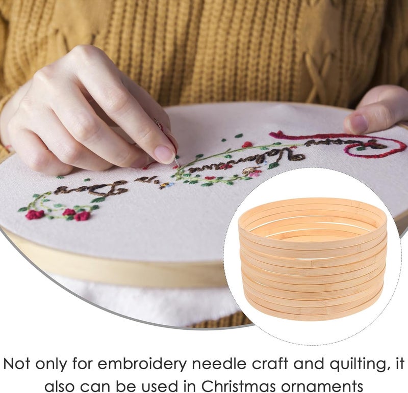 HOOTNEE 10pcs Embroidery Hoops Round Frames for DIY Fan Making and Cross Stitch Crafts Smooth Surface Sewing Supplies for Beginners and Giving - Image 3