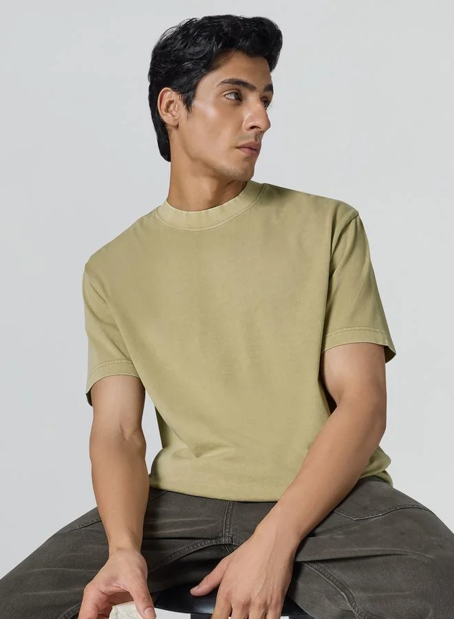 XYXX Men Relaxed Fit Acid Wash Cotton T-Shirt