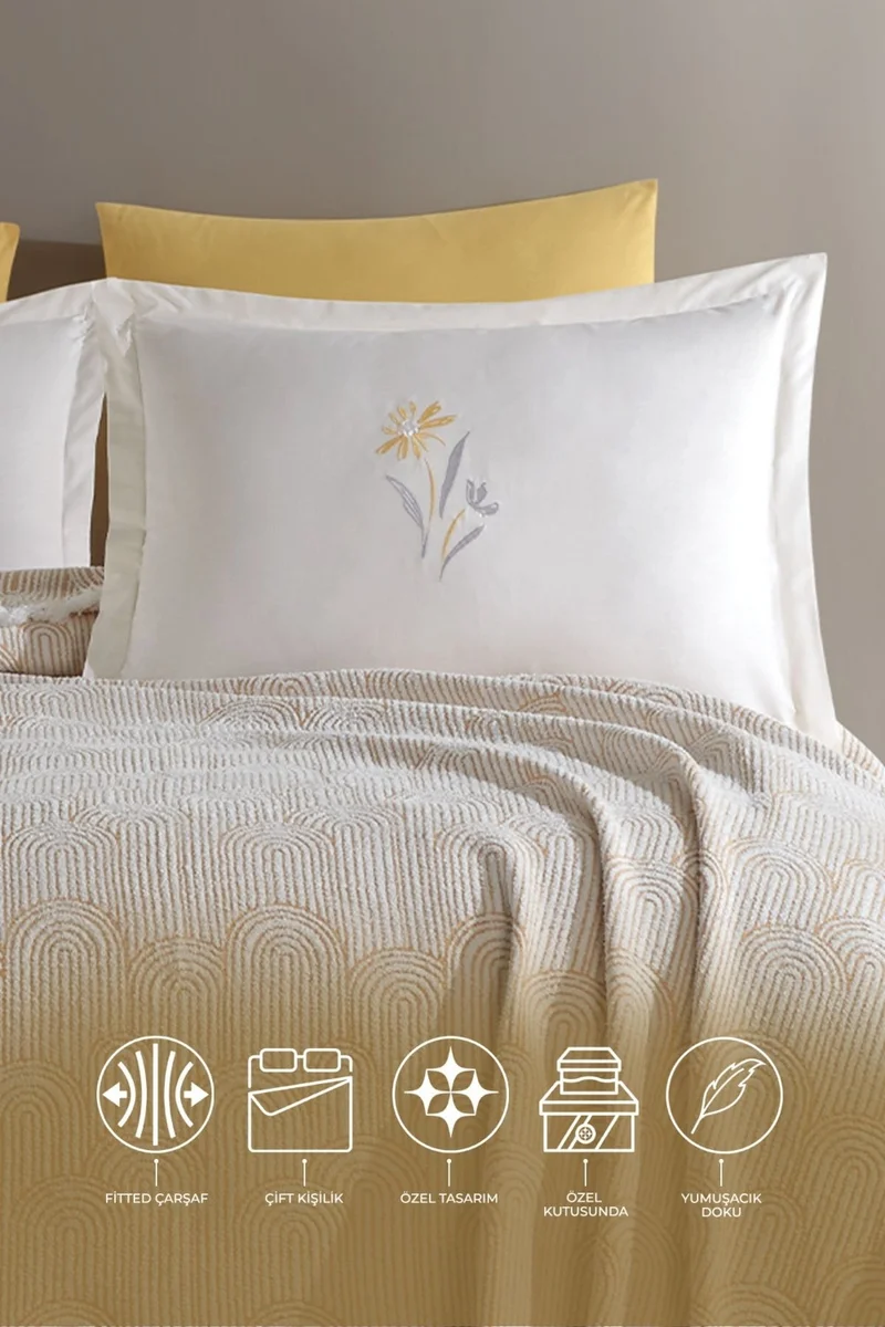Elart Sunrise Blanket Set Double 6 Piece Mustard