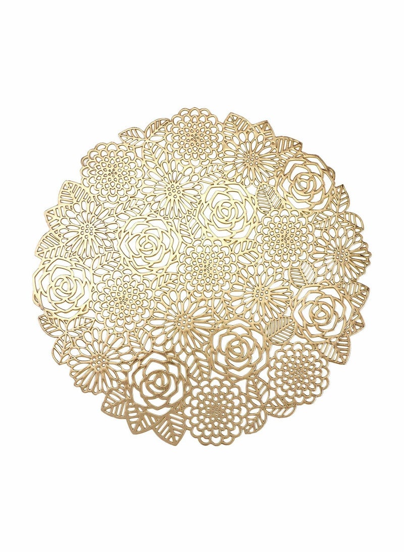 SYOSI Round Gold Placemats Set of 6 Elegant Fancy Charger for Dining Table Holiday Wedding Decorative Placemats Charger Table Setting Place Mats Kitchen Table Mats Round Vinyl Placemats for Table - Image 1