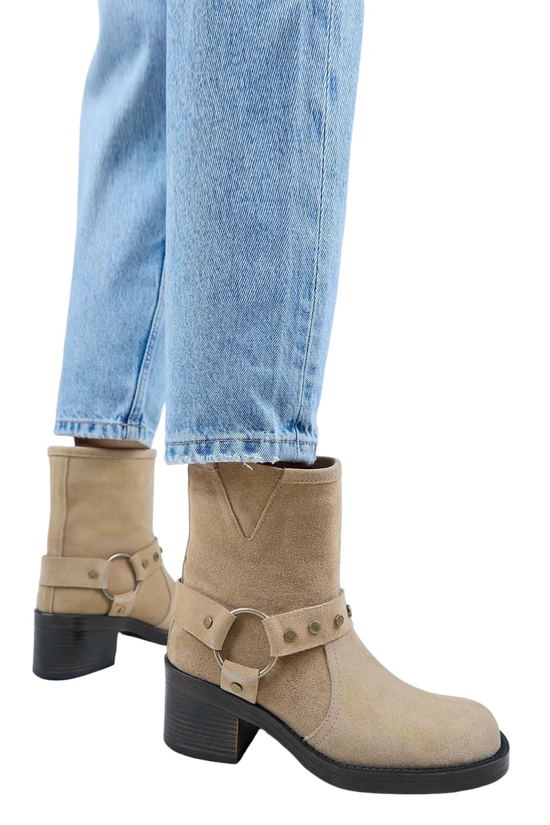 Manijero Manijero (Lukka) Women's Genuine Leather Biker Sand Boots
