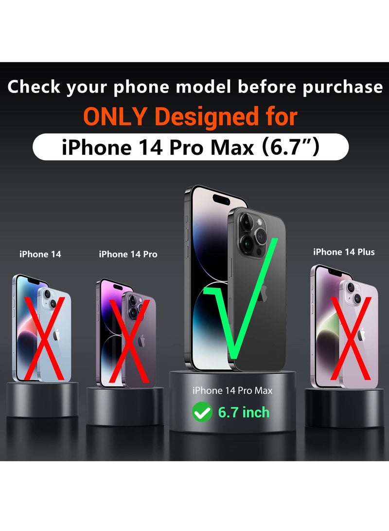 بورتوني غطاء iPhone 14 Pro Max متوافق مع Magsafe Anti Yellowing Pack من 2 واقي شاشة زجاجي + واقي عدسة الكاميرا رفيع رفيع ومقاوم للصدمات وحقيبة مغناطيسية شفافة - Image 2