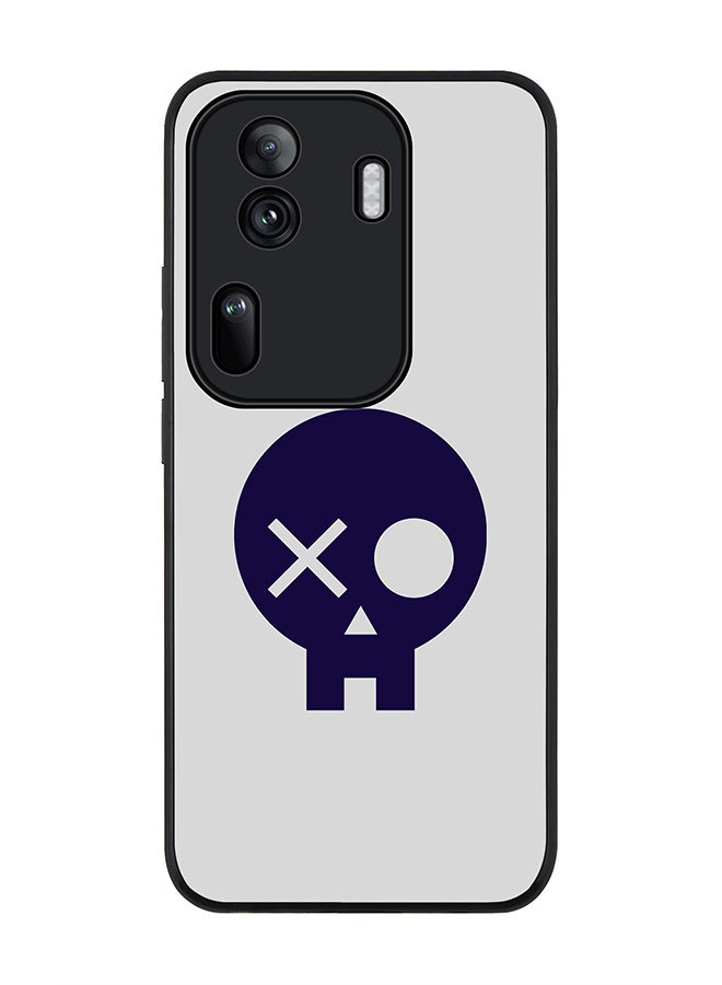 Stylizedd Rugged Black Edge Case for Oppo Reno11 Pro, Slim fit Soft Case Flexible Rubber Edges Anti Drop TPU Gel Thin Cover -  Skull Patch  - Image 1