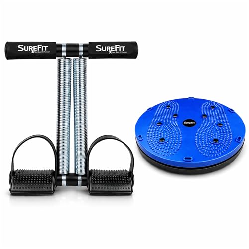 SUREFIT جهاز تقوية البطن المزدوج الربيعي مع لوحة الالتواء | جهاز تمرين البطن | معدات صالة الألعاب الرياضية المنزلية لتمارين البطن، تنحيف الخصر، تقوية النواة وفقدان الوزن - Image 1