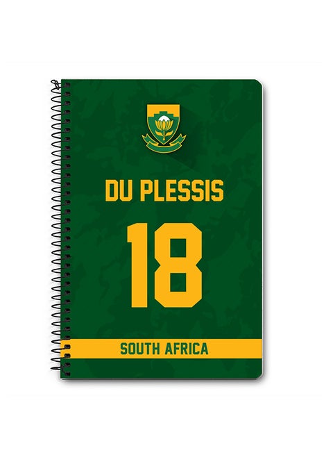 Designer A5 Spiral Notebook Memo Notepad Journal Player - Faf du Plessis, Jersey Number -18 (With Logo)