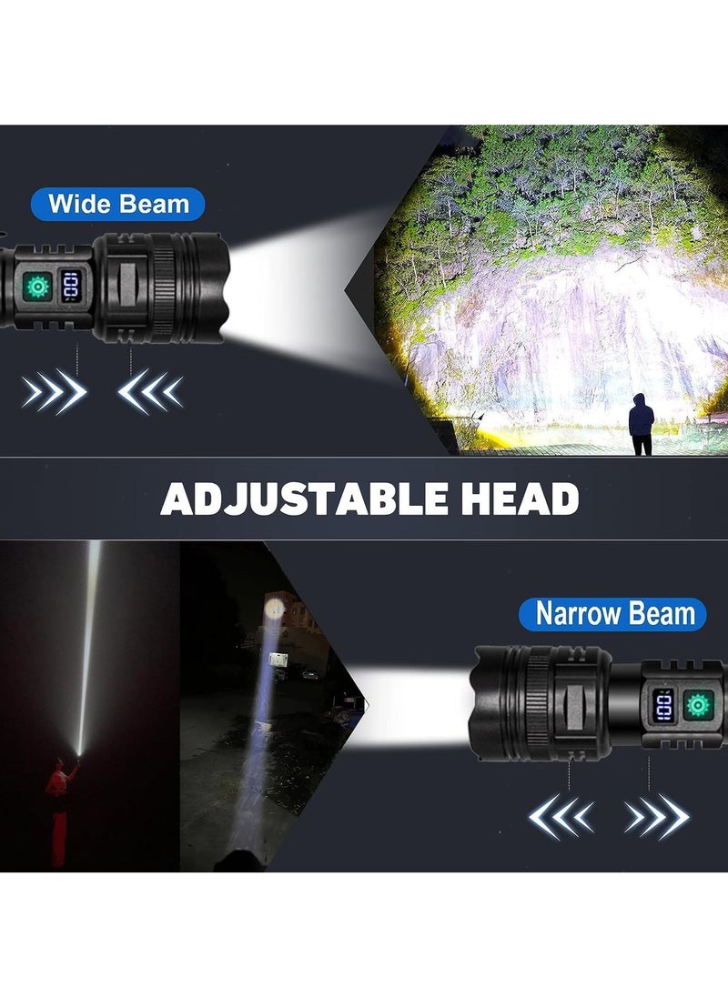 RATSAW LED Torch Rechargeable Flashlights, High Lumens Super Bright 200000LM Flashlight with Digital Power Display and 5 Modes, Waterproof Zoomable LED Flashlight for Emergencies Camping, Hiking  - Image 5