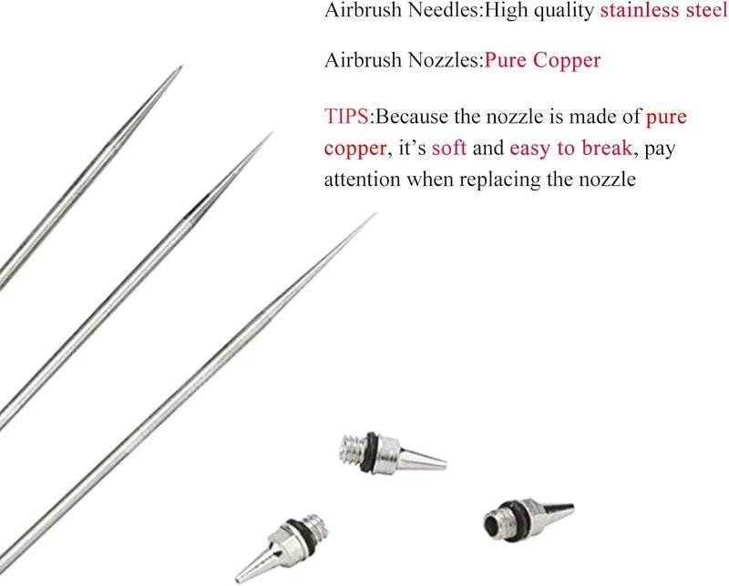 Uouteo 3PCS 0.5mm Airbrush Nozzle and Needles Replacement Parts for Airbrush Spray Gun - Image 2