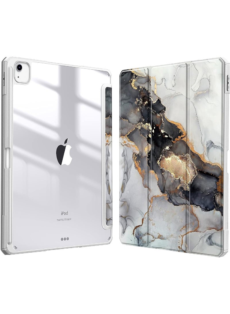 روك بو حافظة لجهاز iPad Air مقاس 13 بوصة 2025/Air مقاس 13 بوصة M2 2024 مع حامل قلم رصاص وغطاء خلفي شفاف مع خاصية الإيقاظ/السكون التلقائي لجهاز iPad مقاس 13 بوصة M3/M2 2025/2024 - Image 1