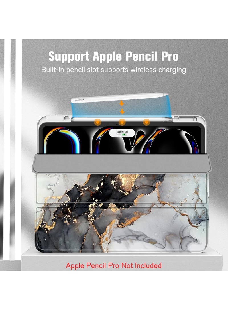 روك بو حافظة لجهاز iPad Air مقاس 13 بوصة 2025/Air مقاس 13 بوصة M2 2024 مع حامل قلم رصاص وغطاء خلفي شفاف مع خاصية الإيقاظ/السكون التلقائي لجهاز iPad مقاس 13 بوصة M3/M2 2025/2024 - Image 5