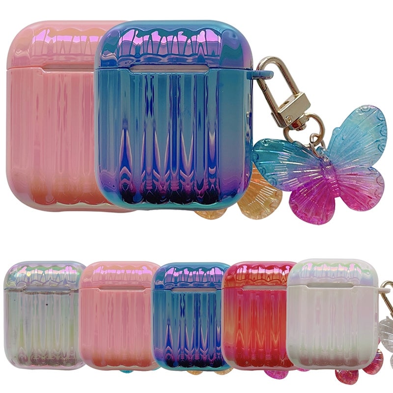 Color Plated PC Earphone Case with Butterfly Clasp For AirPods 1 / 2(Pink)