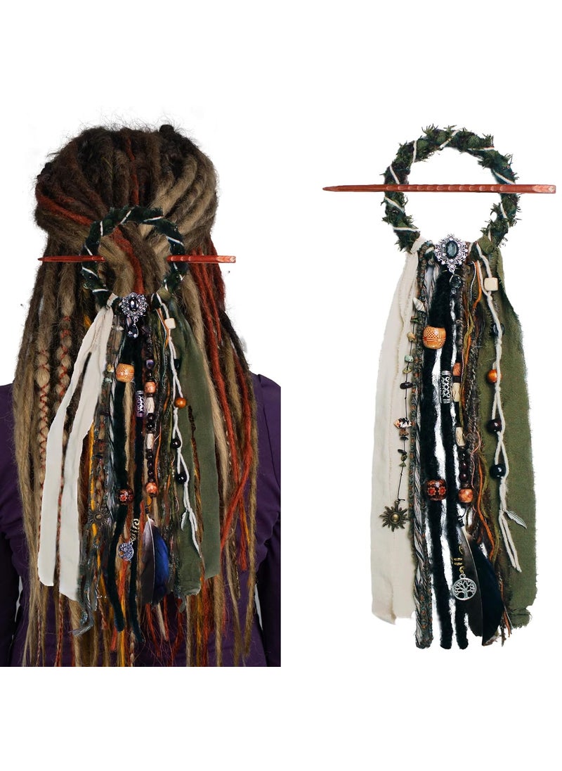 Handmade Dreadlock Hair Ties Dreadlock Accessories Dread Ties Loc Jewelry Dread Hair Clips Loc Ponytail Holders for Women and Men Dread Wrap for Dreads Braids Curls35 inch  9cm Green 