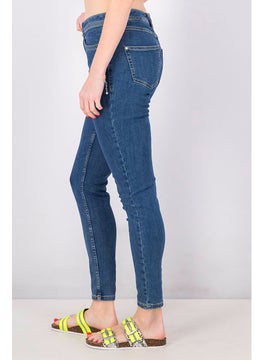 Tchibo Women Skinny Fit Plain Stretchable Denim Jeans, Blue  - Image 2