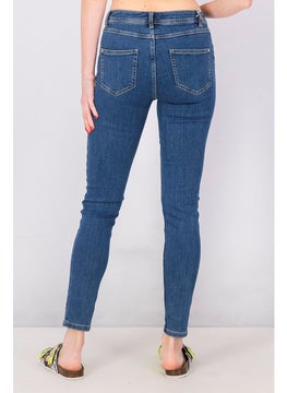 Tchibo Women Skinny Fit Plain Stretchable Denim Jeans, Blue  - Image 4