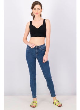 Tchibo Women Skinny Fit Plain Stretchable Denim Jeans, Blue  - Image 3