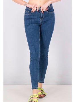 Tchibo Women Skinny Fit Plain Stretchable Denim Jeans, Blue  - Image 1
