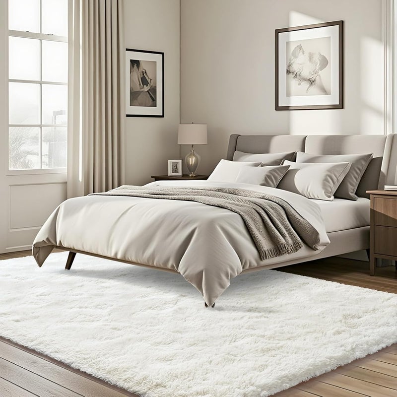 ISEAU Fluffy Rug Carpets Soft Shaggy Area Rugs Indoor Floor Mats for Kids Room Fuzzy Carpet Comfy Cute Nursery Mat Bedside for Boys Girls Bedroom Living Room Home Decor, 6ft x 9ft, Cream White - Image 3