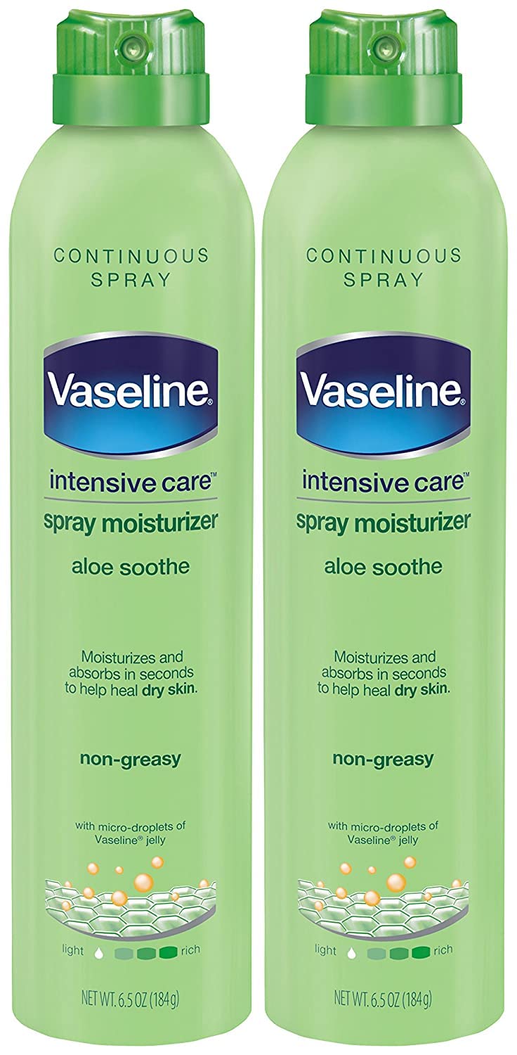 Vaseline Intensive Care Spray Moisturizer, Aloe Soothe Spray Lotion Moisturizer for Dry Skin with Micro-Droplets of Vaseline Lotion (Pack of 2, 6.5 Oz Ea) - Image 1