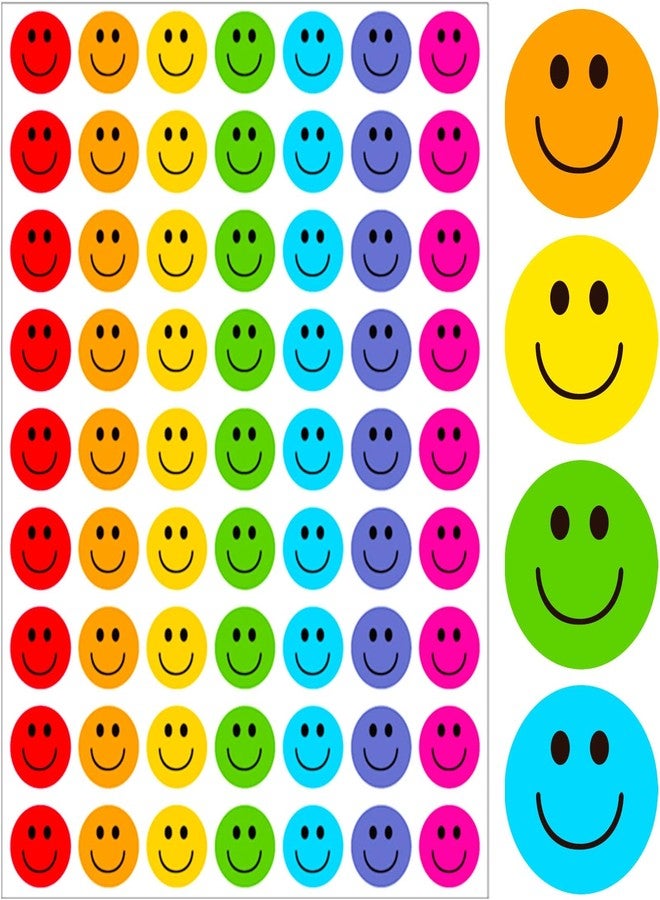 HiGift 630 Pcs Happy Smile Face Sticker 1 Inch Happy Face Stickers Teachers Reward Stickers for Kids Colorful Incentive Stickers Behavior Chart Stickers for Students, Classroom (Multicolored) - Image 1