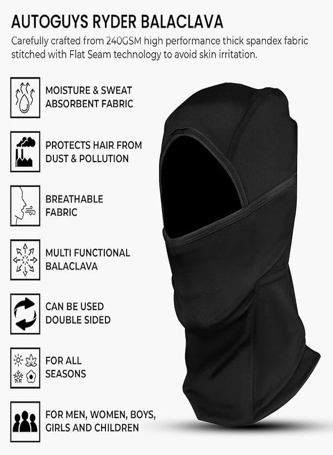 AUTOGUYS Ryder Full Face Mask for Bikers Riding Balaclava for Men Masks for Bike Riding Accessories Cycling Accessories Helmet Cap for Men Women Rider Helmet Balaclava for Men [Black, Pack of 1] - Image 2