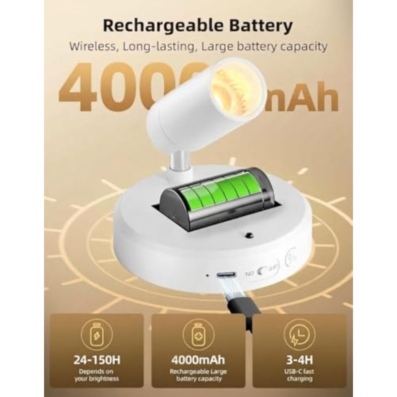 Indoor wireless spot lights for artwork and home decor: rechargeable, dimmable, timer-controlled, 3CCT LED uplighting in white, battery-operated - Image 2