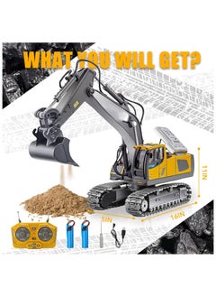 XiuWoo Remote Control Excavator, Toys for Boys Age 6-12, Rechargeable Construction Vehicles Truck with Sound Light Metal Shovel, Birthday for Kids  - Image 5