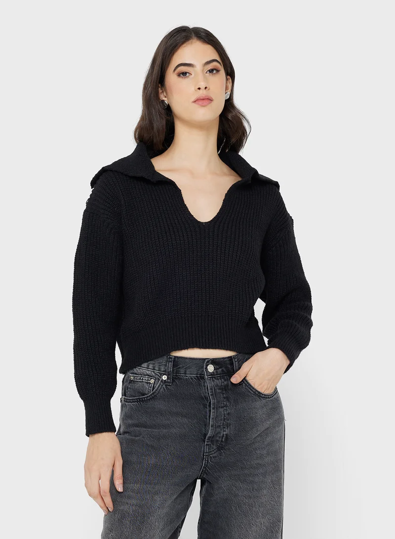 Ginger Polo Neck Cropped Sweater