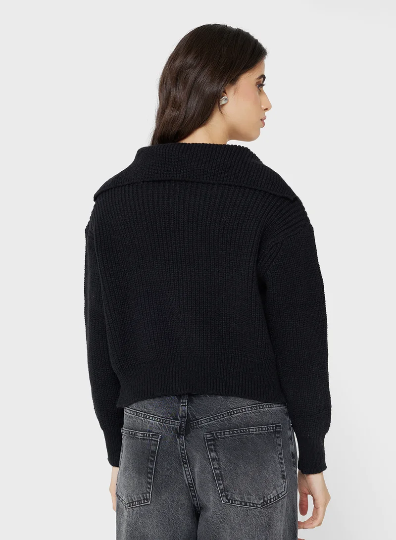 Ginger Polo Neck Cropped Sweater