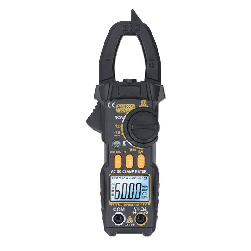 Digital Clamp Meter 6000 Counts AC DC Temp Hz Ohms Capacitance Tester Auto Range Continuity - Image 2