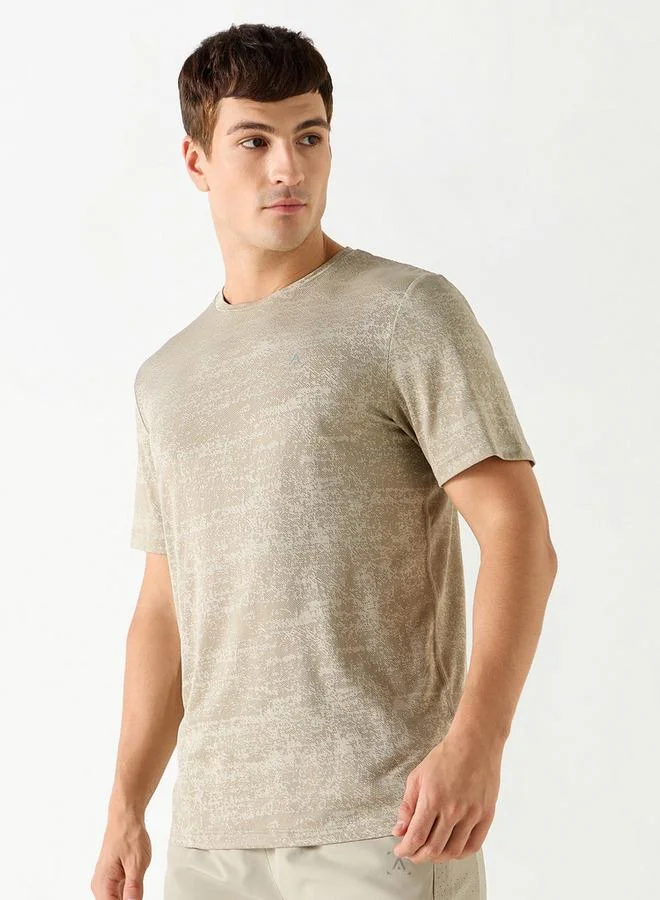 ADOT by Splash Textured Crew Neck T-shirt with Short Sleeves