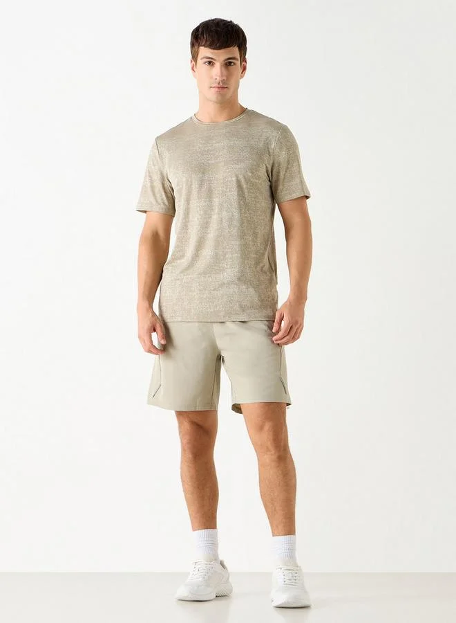 ADOT by Splash Textured Crew Neck T-shirt with Short Sleeves