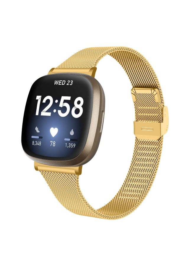 NIBEMINENT - Stainless Steel Milanese Loop Strap - Compatible with Fitbit Versa 4/3 - Image 1