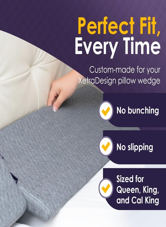 XetraDesign Pillow Wedge Cover - for Queen Size - Premium Removable Cover | Perfect Custom Fit, Soft & Durable Fabric, Easy-On Zipper, Breathable, Protects Against Spills & Sweat - Grey - Image 2