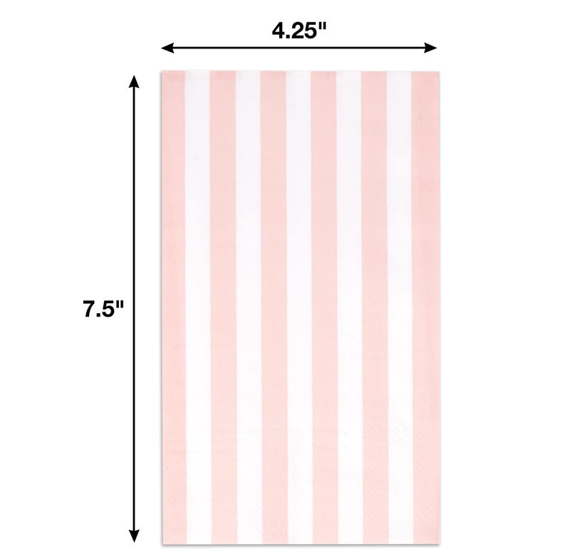 Gift Boutique Gift Boutique 100 Light Pink & White Stripe Guest Napkins 3 Ply Disposable Paper Pack Striped Dinner Hand Napkin for Bathroom Powder Room Wedding Holiday Bridal & Baby Shower Decorative Towels - Image 3