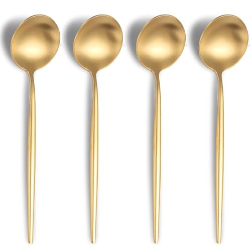 KitchEase 4-Piece French Style Dinner Spoons | Stainless Steel Flatware Spoon Set | Elegant Dishwasher-Safe Silverware Cutlery Set for Home, Restaurants & Gifting (Aurum Gold) - Image 1