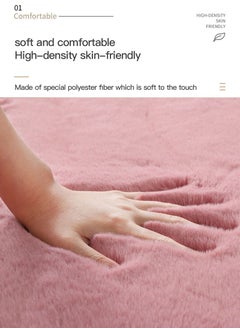Sharpdo Soft Imitation Rabbit Velvet Carpet Living Room Carpet Bedside Rug Solid Color Premium Carpet  Rectangle Synthetic Fibre Pink  70*160CM  - Image 4