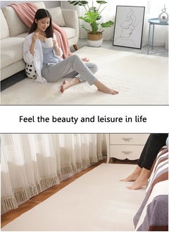 Sharpdo Soft Imitation Rabbit Velvet Carpet Living Room Carpet Bedside Rug Solid Color Premium Carpet  Rectangle Synthetic Fibre Pink  70*160CM  - Image 5