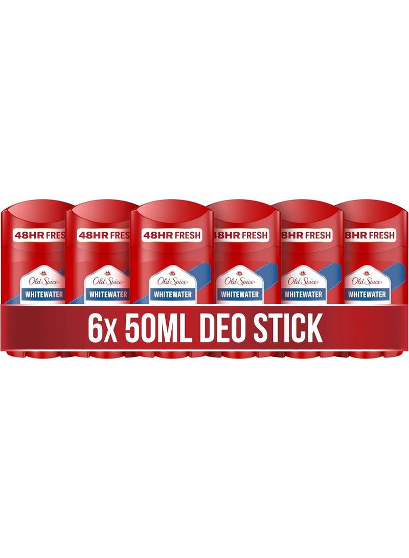 Old Spice Whitewater Deodorant Stick for Men, 6 x 50 ml