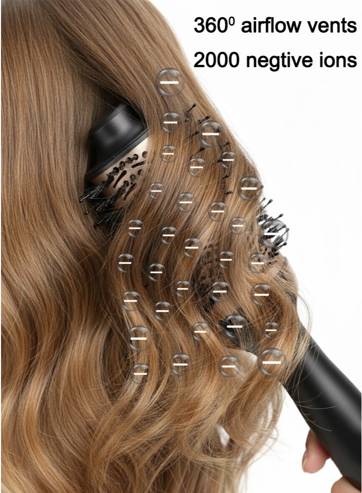 GREBON 1200 Watt Hair Dryer Brush Ceramic Dryer and Styler 2 in 1, Professional Steam and Infrared Hair Dryer, Hot Air Brush & Styler Oval Barrel Blow, Electric Comb One Step Hair Dryer with Negative Ion - Image 2