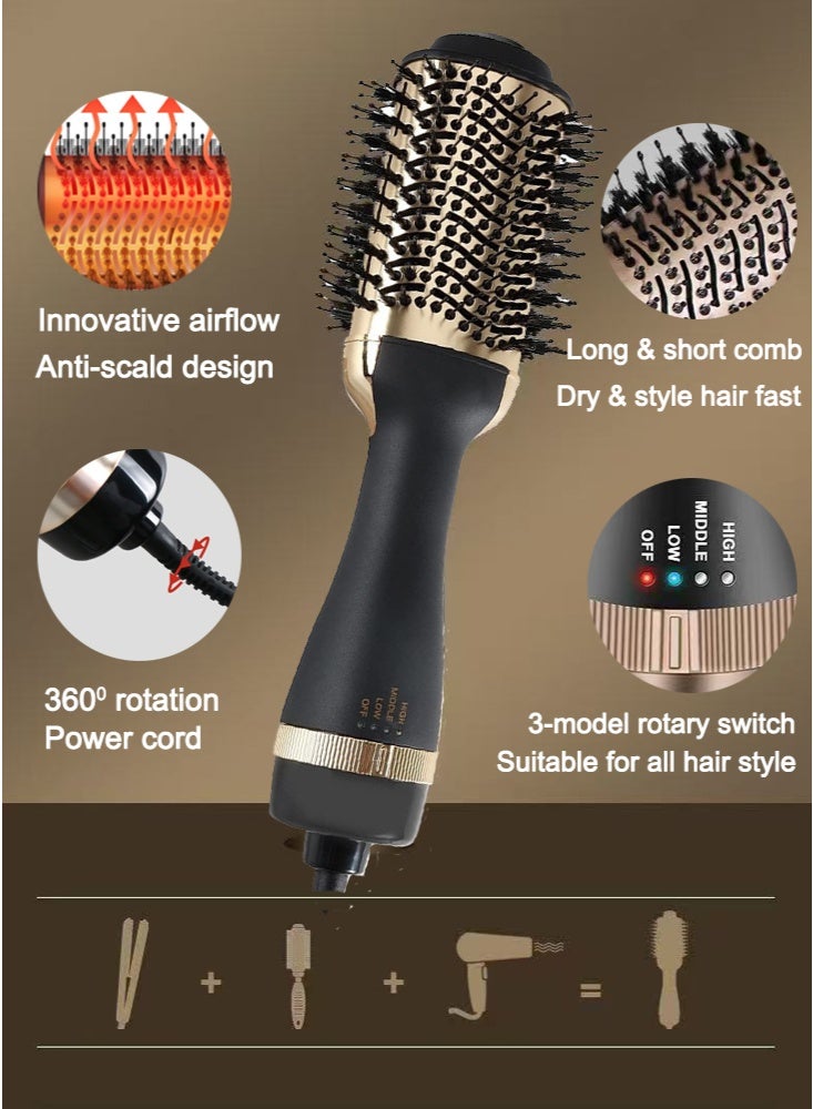 GREBON 1200 Watt Hair Dryer Brush Ceramic Dryer and Styler 2 in 1, Professional Steam and Infrared Hair Dryer, Hot Air Brush & Styler Oval Barrel Blow, Electric Comb One Step Hair Dryer with Negative Ion - Image 4
