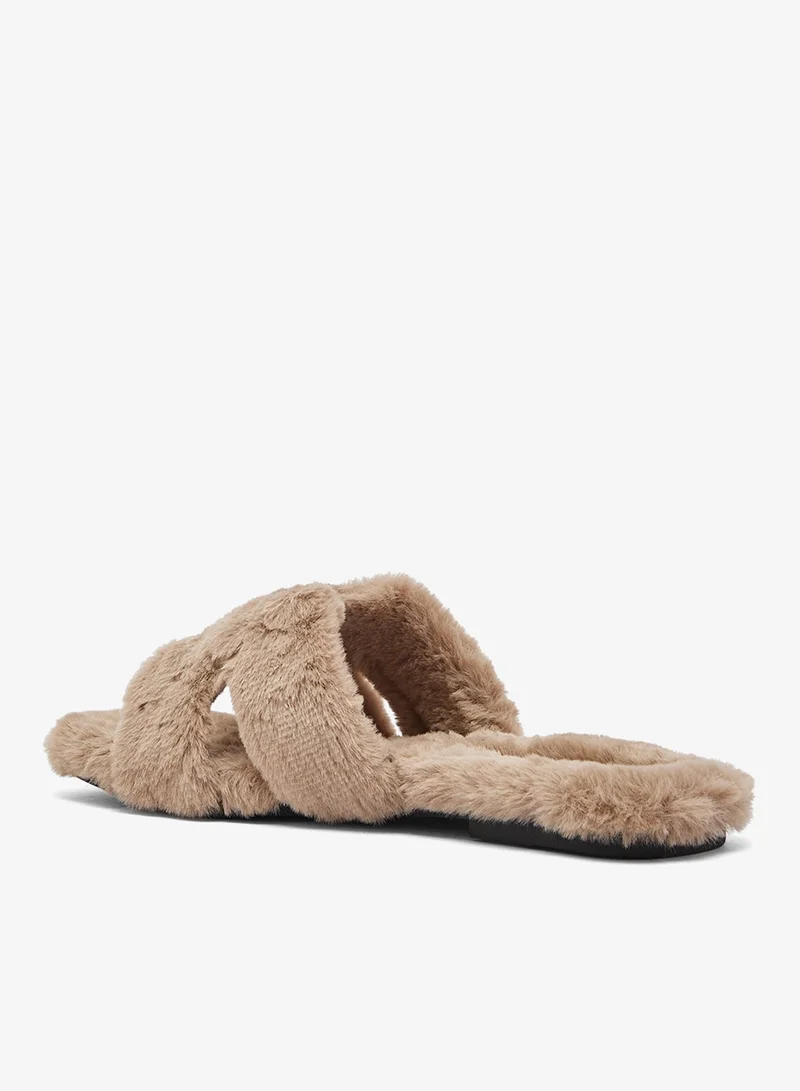 Ginger Brown Cozy Fur Bedroom Slippers for Women | Best Price UAE