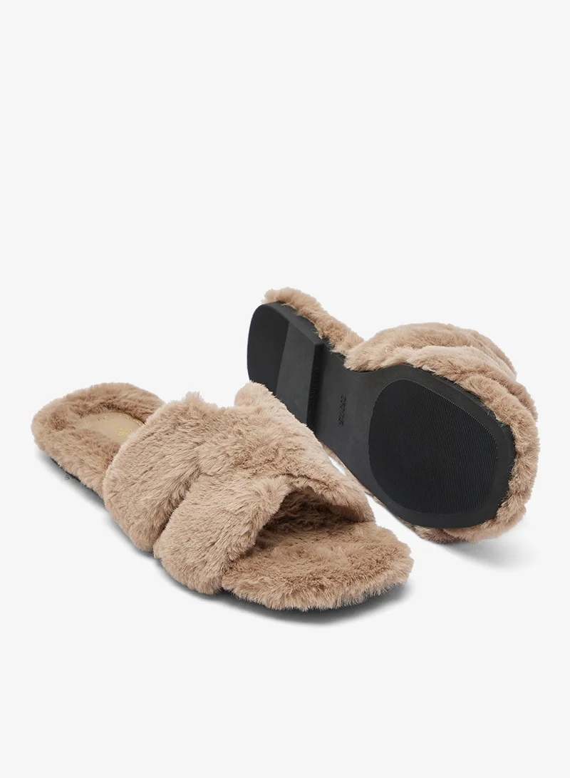 Ginger Brown Cozy Fur Bedroom Slippers for Women | Best Price UAE