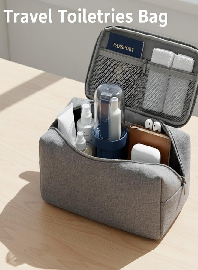 IEFFPIN 2 in 1 Toothbrush Travel Case, Portable Toothbrush Holder for Traveling, Travel Tooth Brush Cup and Toothpaste with Cover, Bathroom Toiletries Organizer Container for Camp School Business Trip (Blue - Image 4