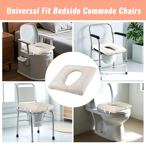 RoamReady Bedside Commode Cushion, Seniors Portable Seat Cushion for Toilet/Shower/Bedside, Universal Fit Commode Padded Seat for Elderly, Seats Pad Cover Toilet Seats 17x17 with Fixing Straps (Gray) - Image 4